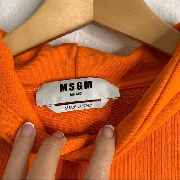 MSGM Mens Orange Hoodie Sweatshirt Extra Small - Picture 3 of 6